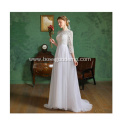 top Custom women's tailed long sleeve lace large French retro dress wedding ladies women